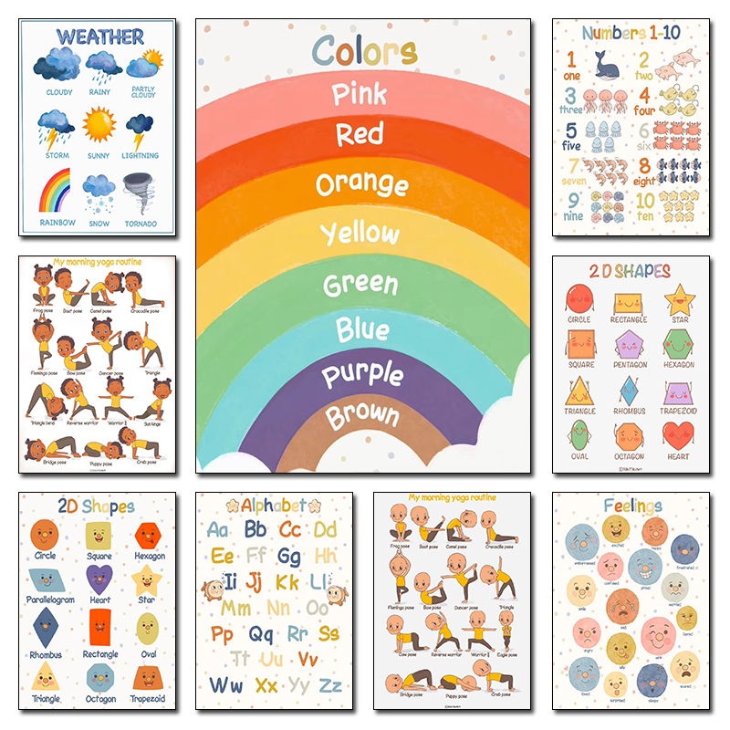 Kids Yoga Education - 1pc frameless Montessori Educational Kids Yoga