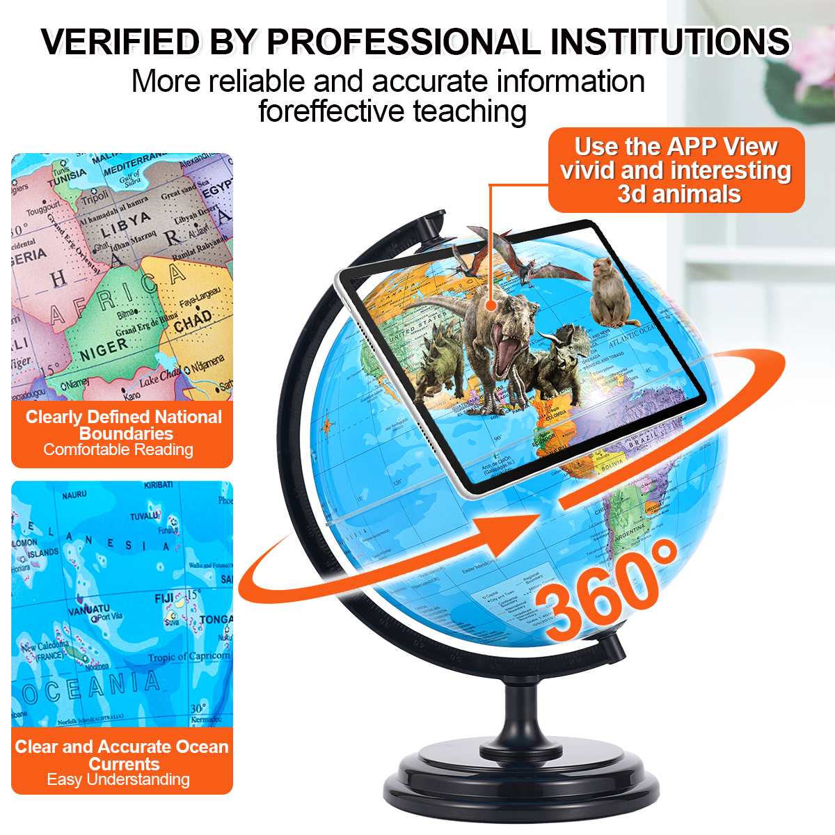 Educational Globe For Kids - 32CM Globe Full With Plastic Base