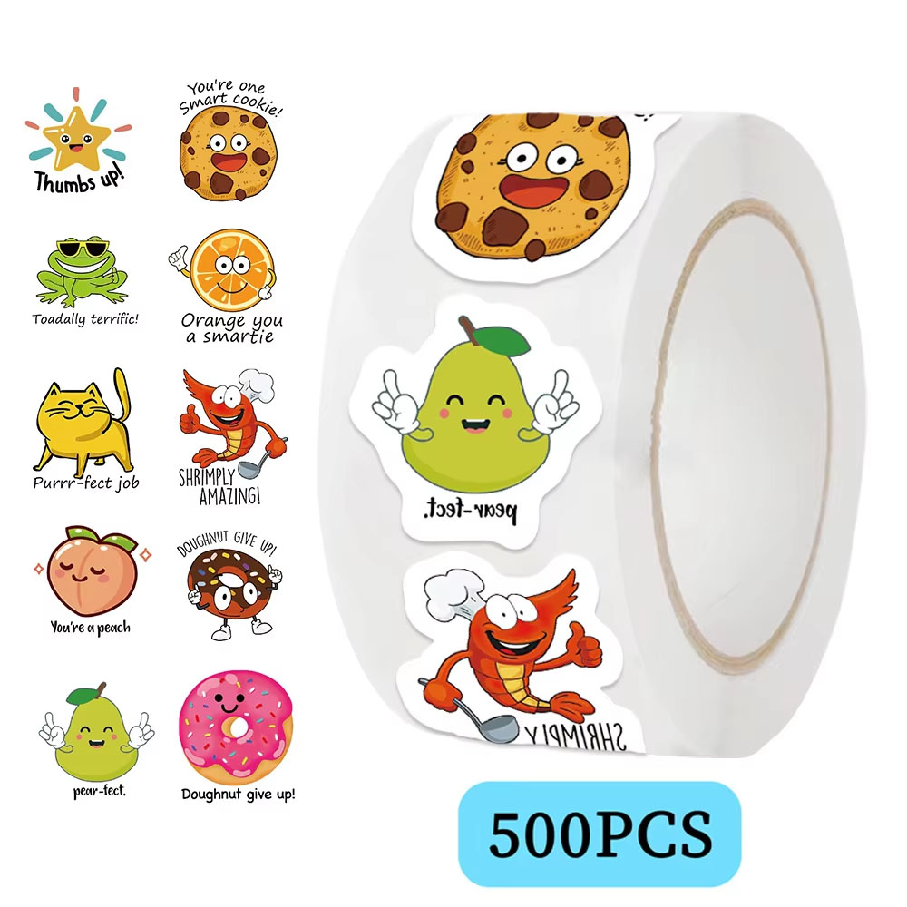 Kids Education Motivation - 500pcs Cartoon Fun Pattern Roll Stickers