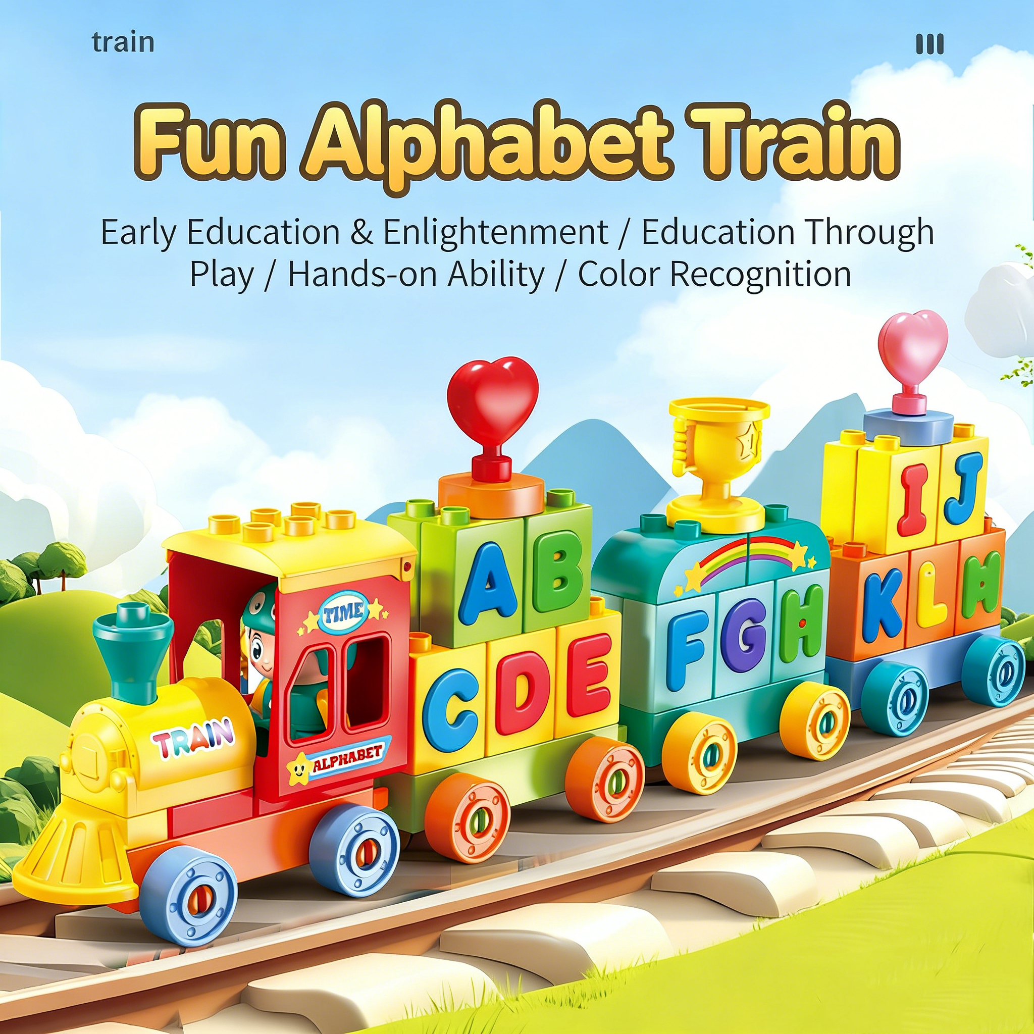 Abc Kids Early Education - Big Particle Building Blocks Train ABC